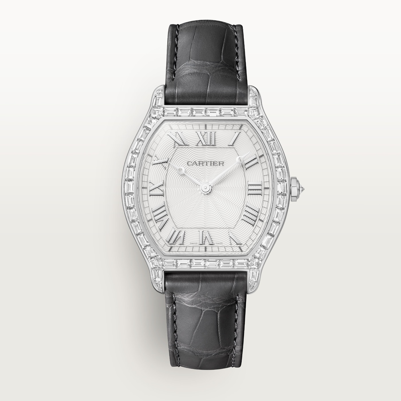 Cartier Tortue, Large model, manual movement, platinum, leather HPI01830