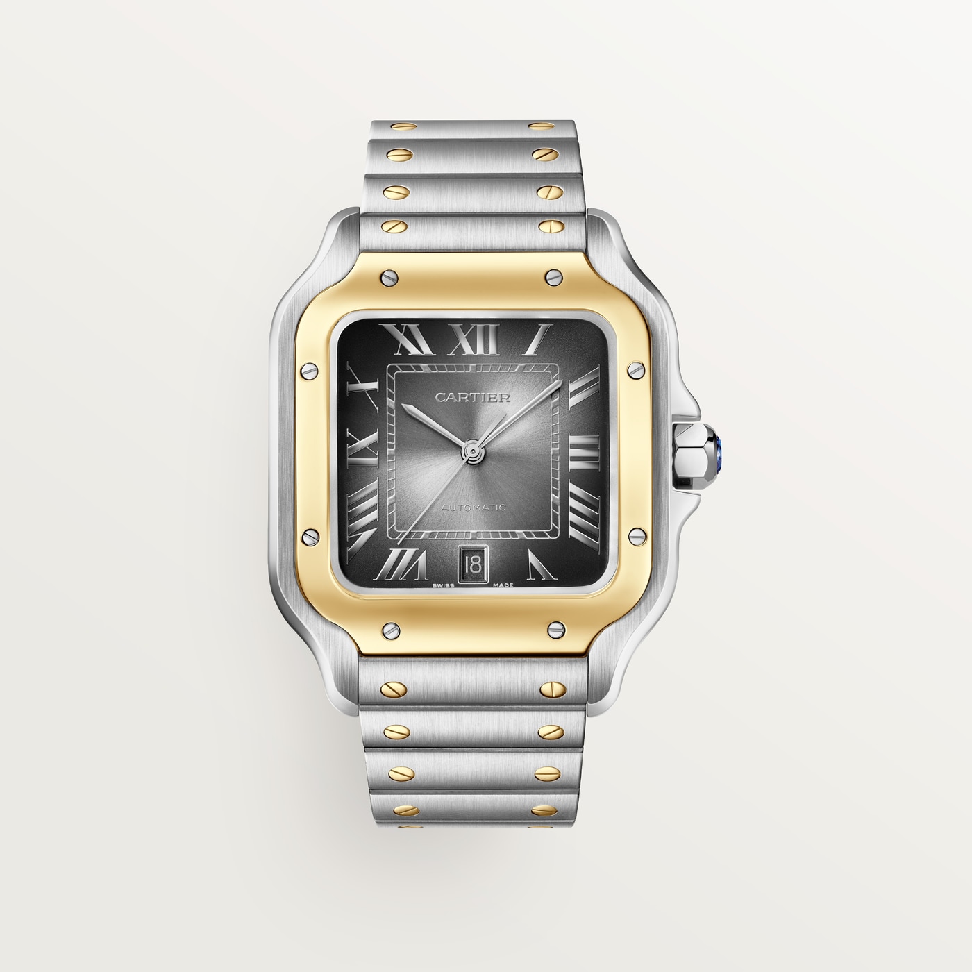 Santos de Cartier, Large model, automatic movement, yellow gold and steel, interchangeable metal and leather straps W2SA0030