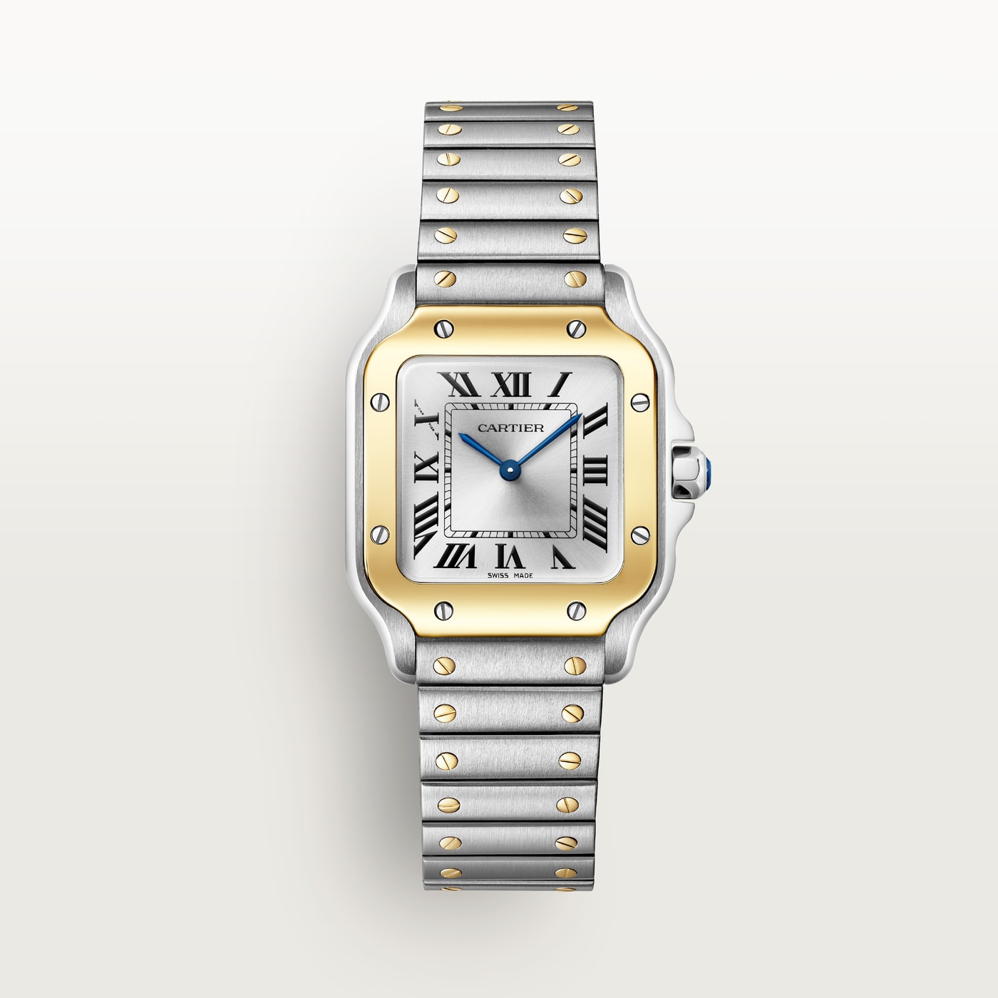 Santos de Cartier, Small model, quartz movement, yellow gold and steel, interchangeable metal and leather straps W2SA0033