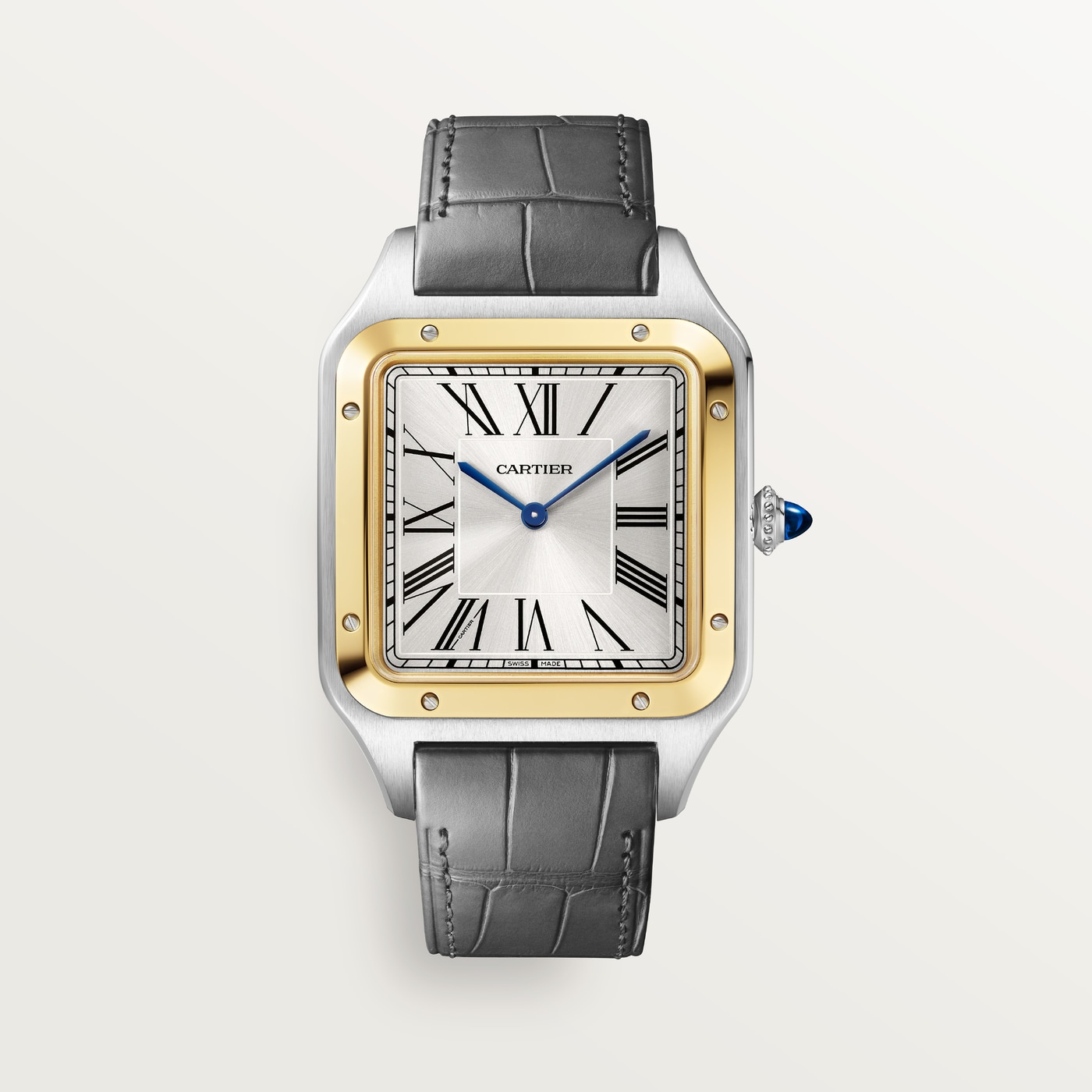 Cartier Santos-Dumont, Extra-large model, manual mechanical movement, yellow gold, steel, leather W2SA0034