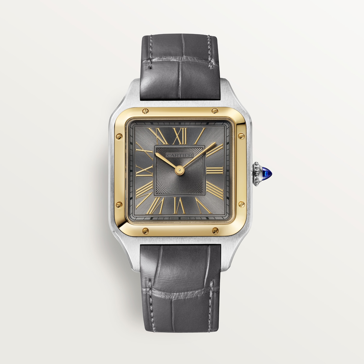 Cartier Santos-Dumont, Large model, quartz movement, yellow gold, steel, leather W2SA0036