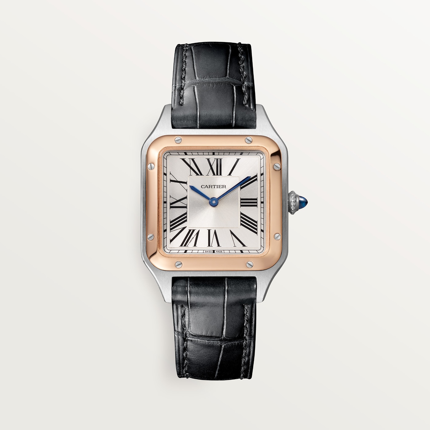 Cartier Santos-Dumont, Small model, quartz movement, rose gold, steel, leather W2SA0038