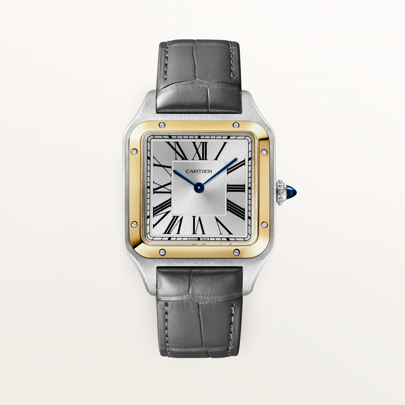 Cartier Santos-Dumont, Large model, quartz movement, yellow gold, steel, leather W2SA0046