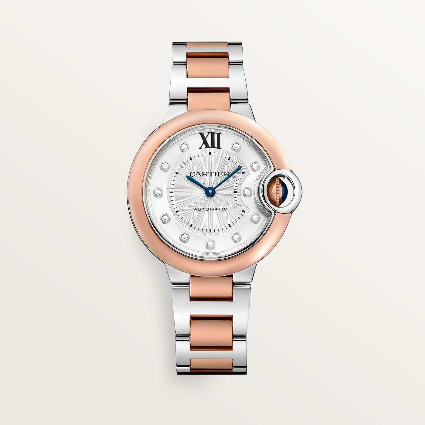 Ballon Bleu de Cartier, 33 mm, mechanical movement with automatic winding, rose gold, steel, diamonds W3BB0021