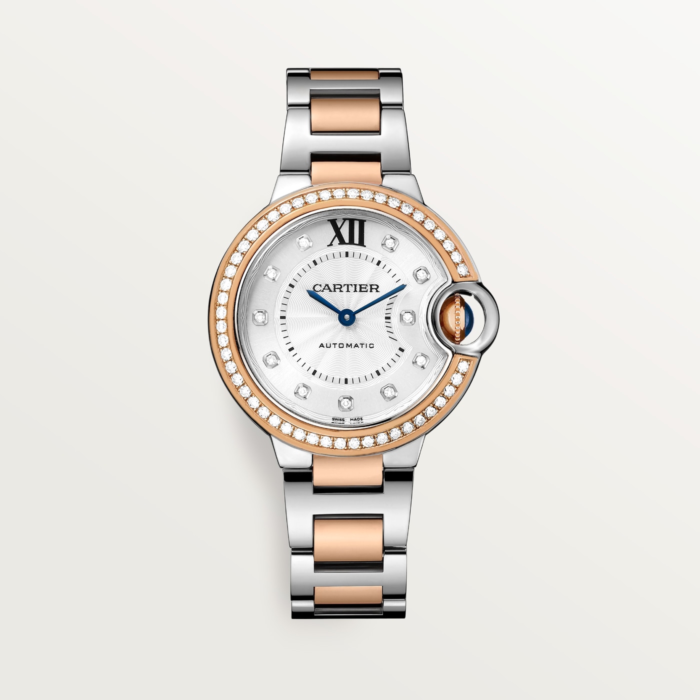 Ballon Bleu de Cartier, 33 mm, mechanical movement with automatic winding, rose gold, steel, diamonds W3BB0023