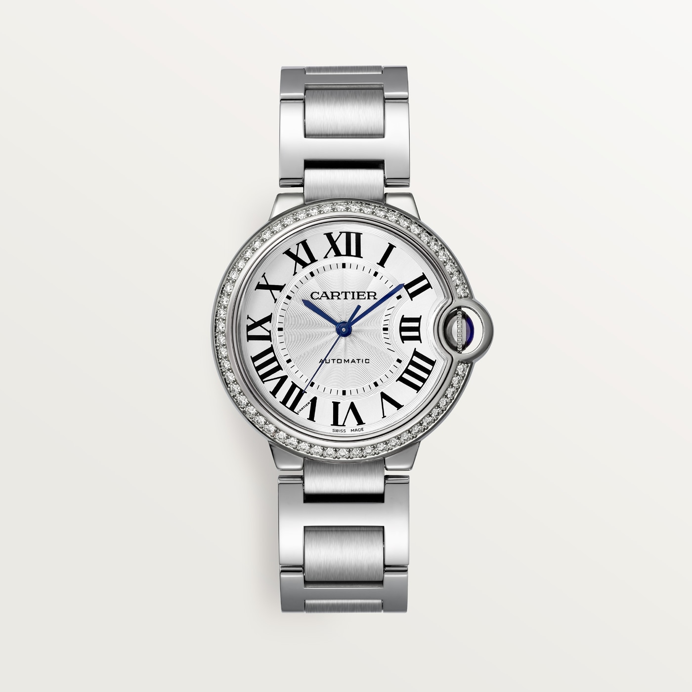 Ballon Bleu de Cartier, 36 mm, mechanical movement with automatic winding, steel, diamonds W4BB0024
