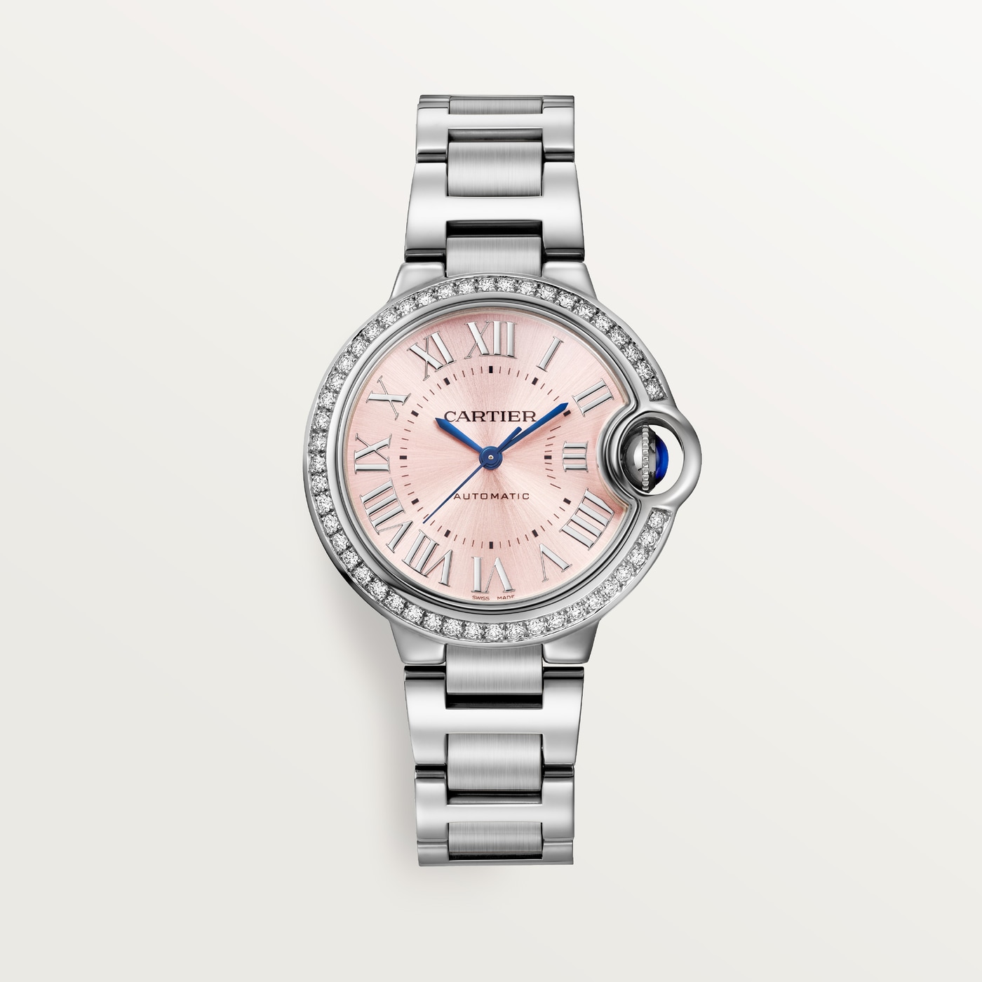 Ballon Bleu de Cartier, 33 mm, automatic mechanical movement, steel, diamonds W4BB0037
