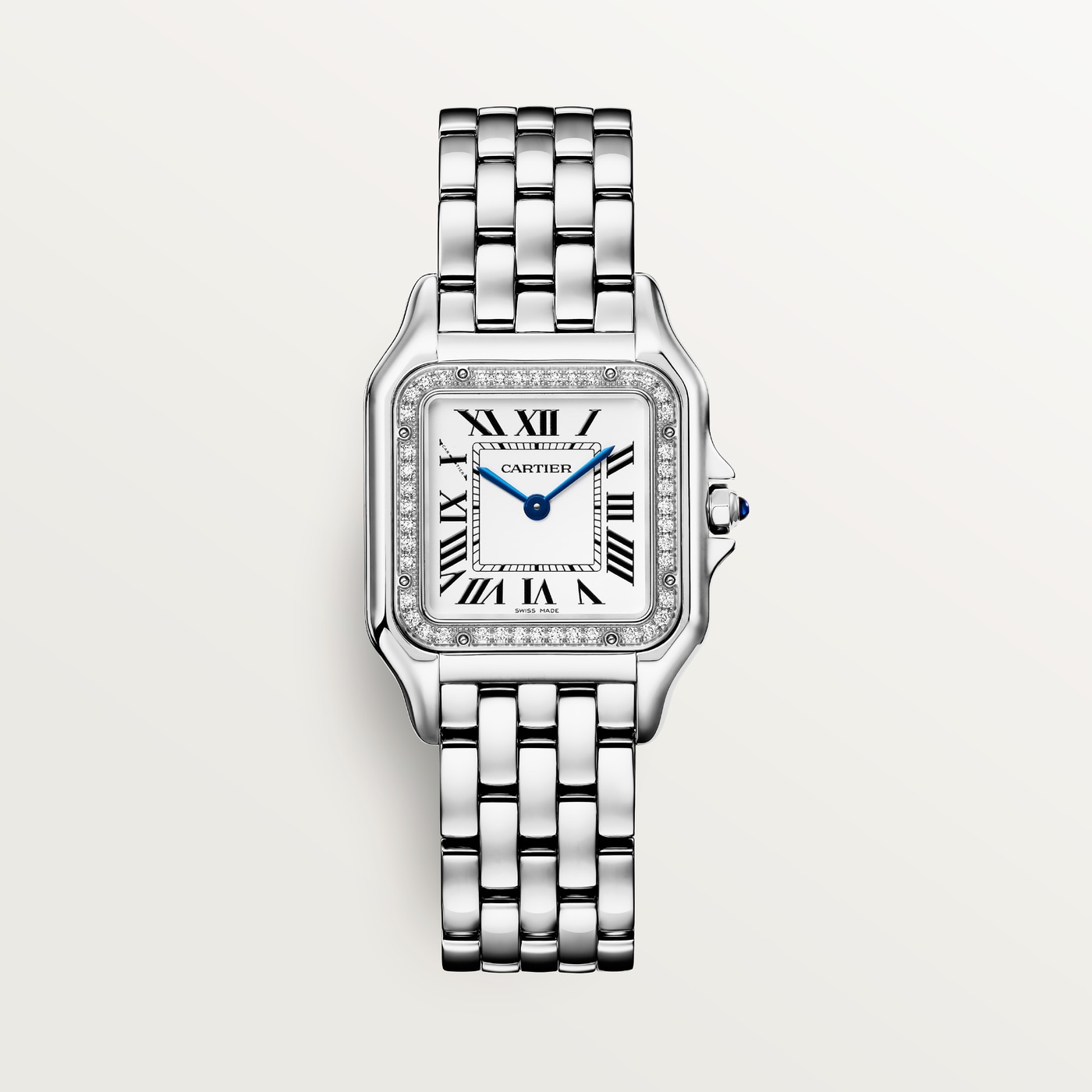 Panthère de Cartier, Medium model, quartz movement, steel, diamonds W4PN0018