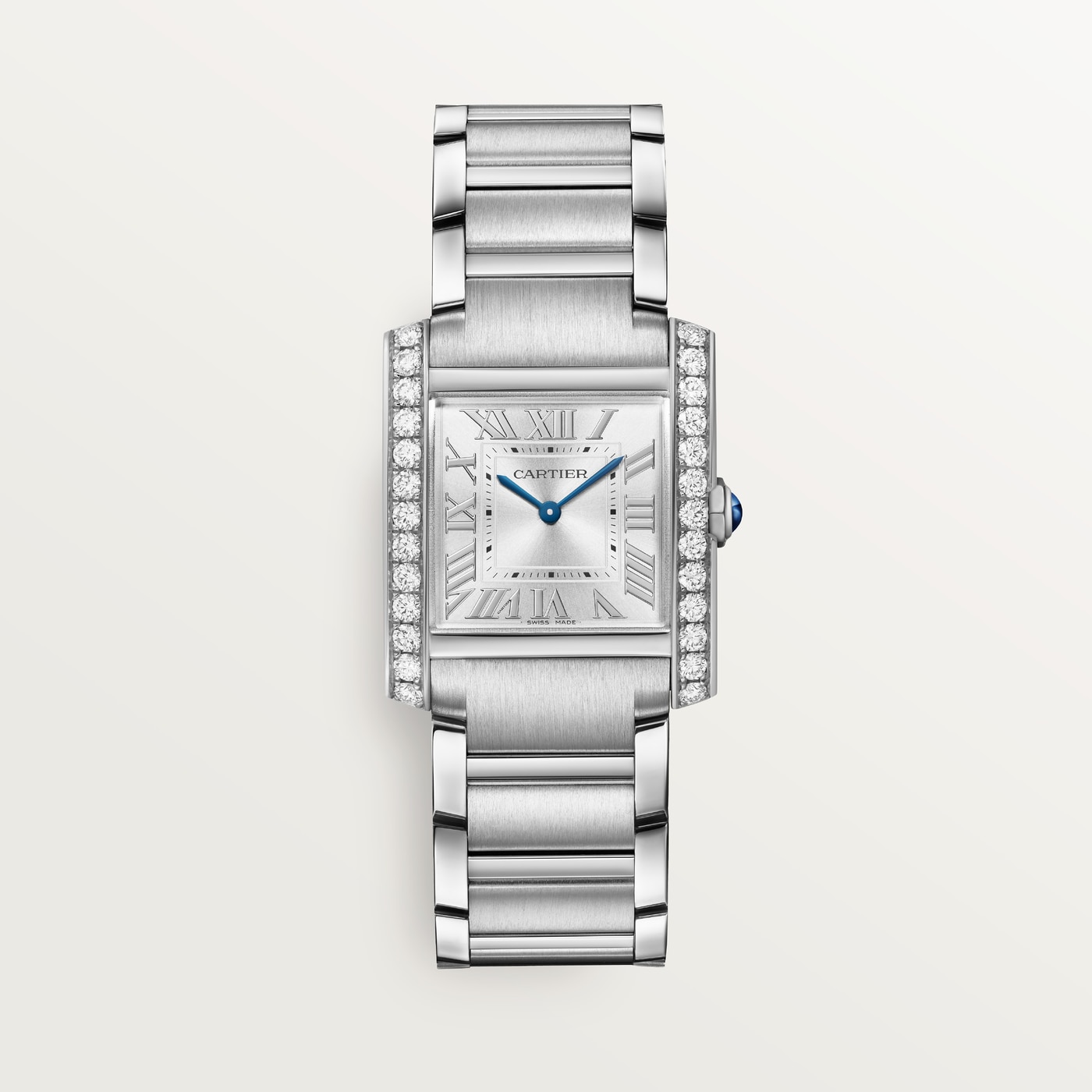 Cartier Tank Française, Medium model, quartz movement, steel, diamonds W4TA0028