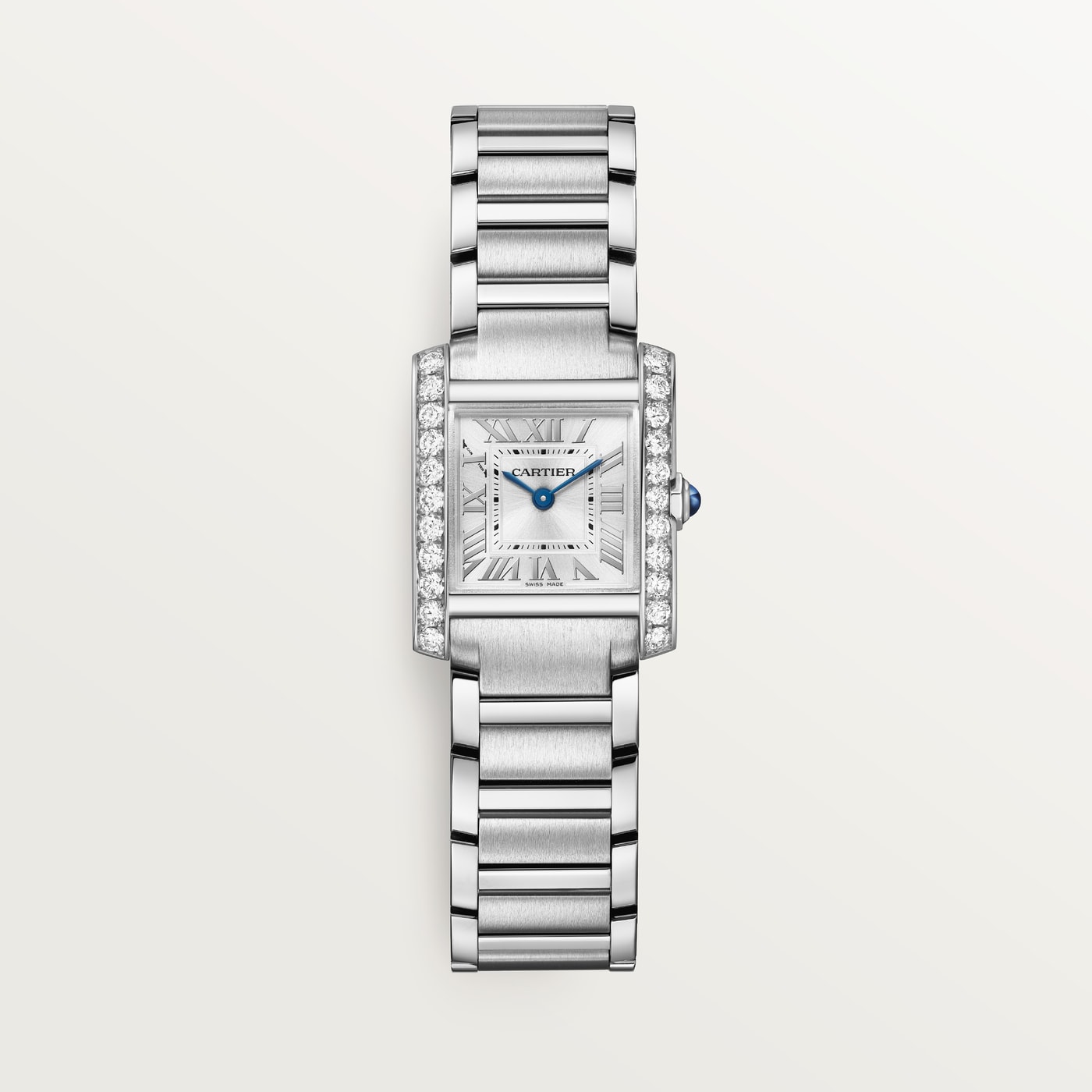 Cartier Tank Française, Small model, quartz movement, steel, diamonds W4TA0029