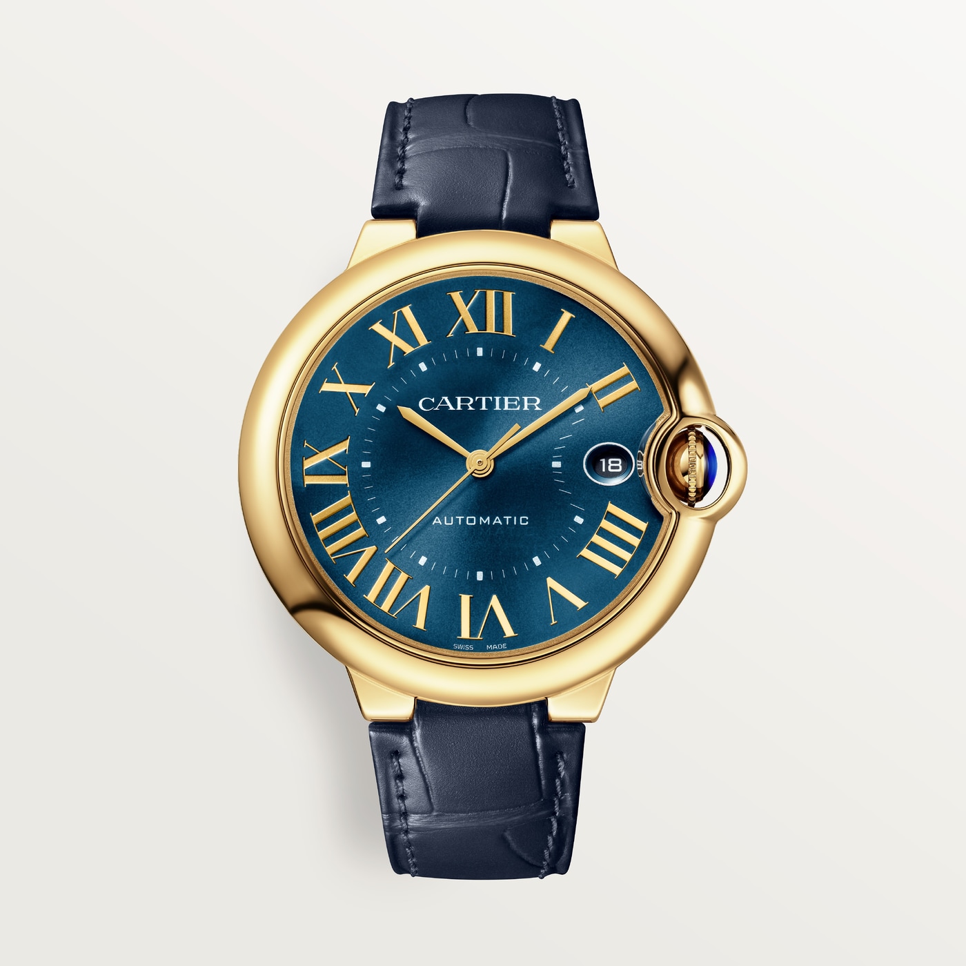 Ballon Bleu de Cartier, 40 mm, automatic movement, yellow gold, leather WGBB0063