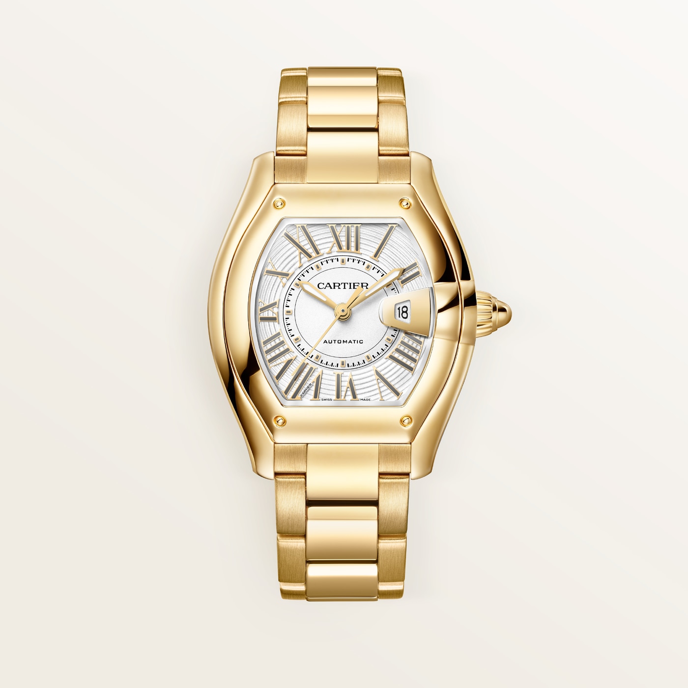 Cartier Roadster, Medium model, automatic movement, yellow gold, interchangeable metal bracelet and leather straps WGRD0011