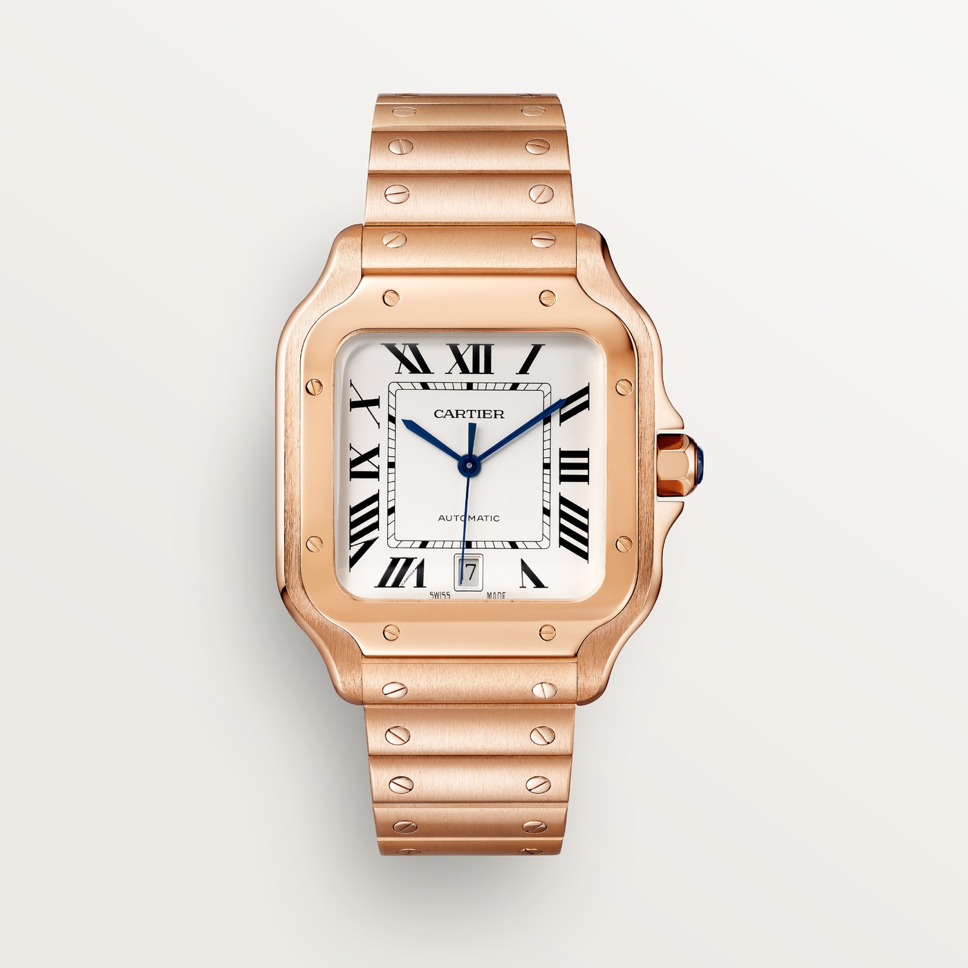 Santos de Cartier, Large model, automatic movement, rose gold, interchangeable metal and leather bracelets WGSA0018
