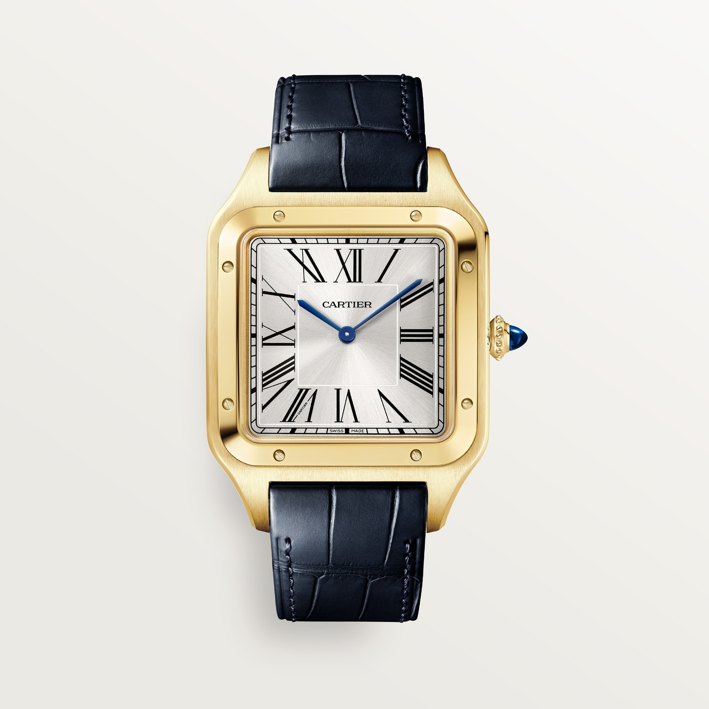 Cartier Santos-Dumont, Extra-large model, manual mechanical movement, yellow gold, leather WGSA0108