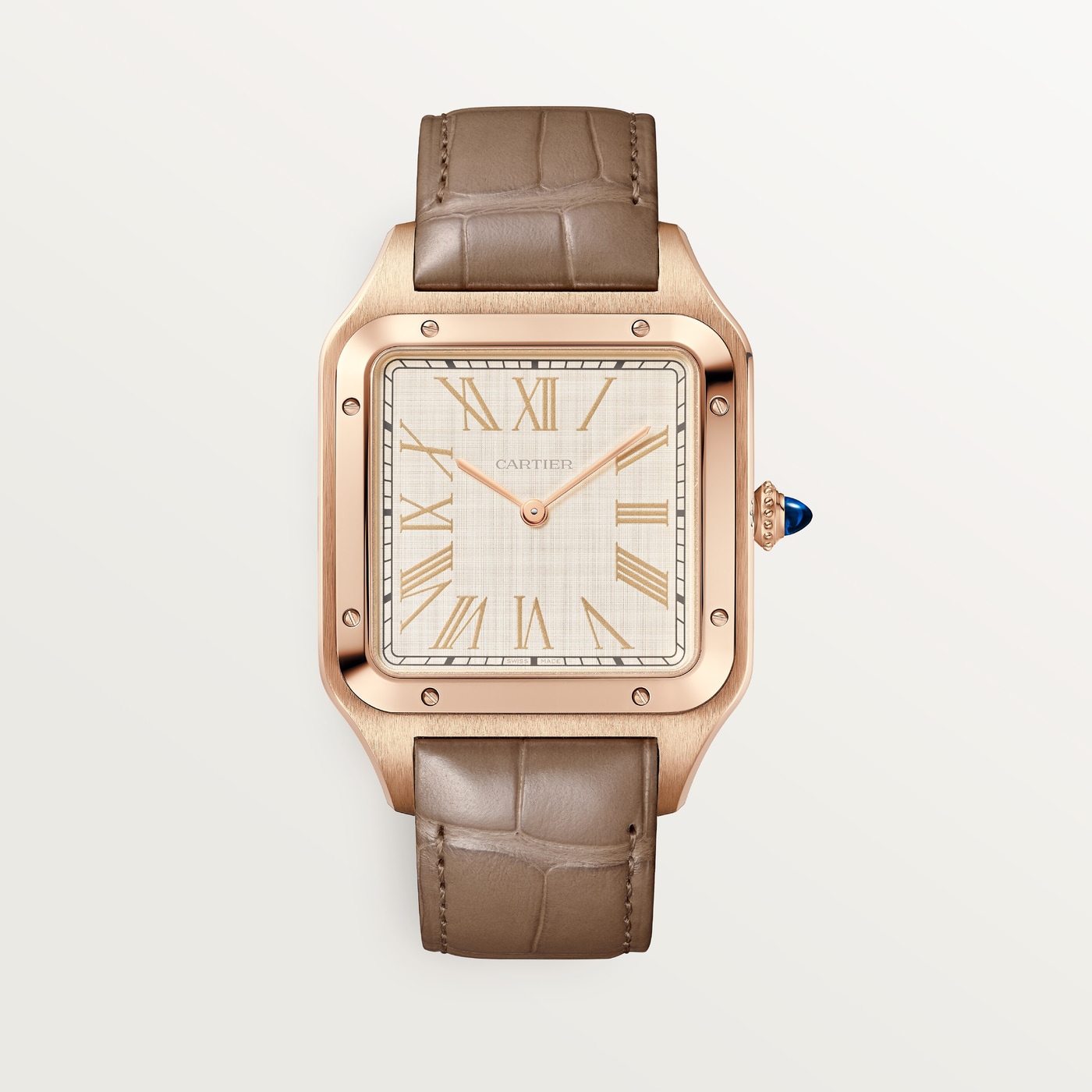 Cartier Santos-Dumont, Extra-large model, manual mechanical movement, rose gold, leather WGSA0112