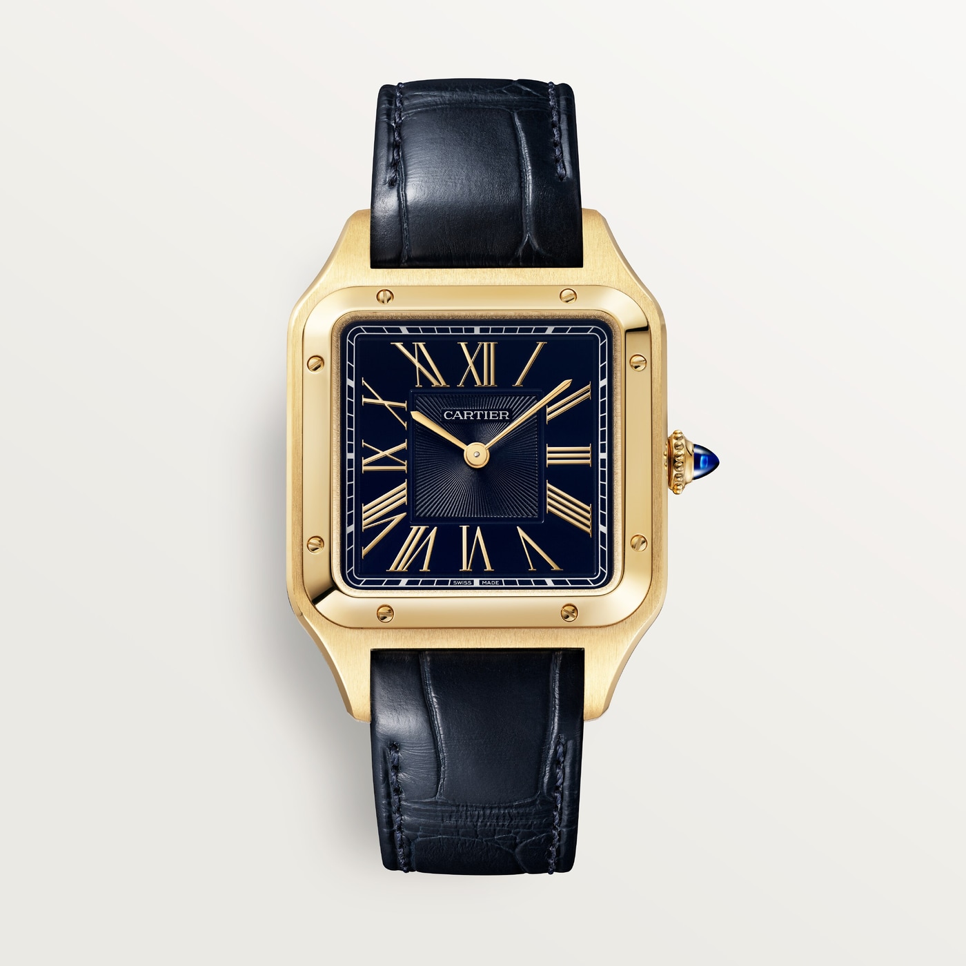 Cartier Santos-Dumont, Large model, quartz movement, yellow gold, leather WGSA0115