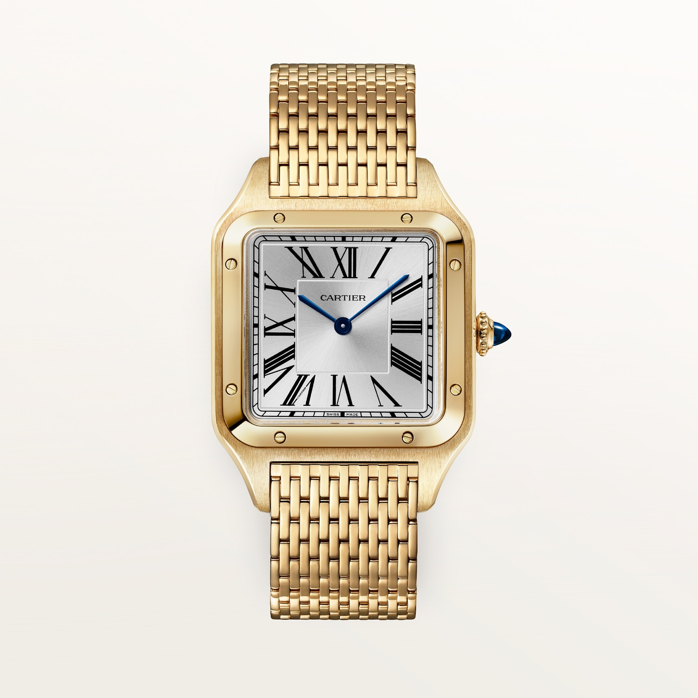 Cartier Santos-Dumont, Large model, manual movement, yellow gold, interchangeable metal WGSA0122
