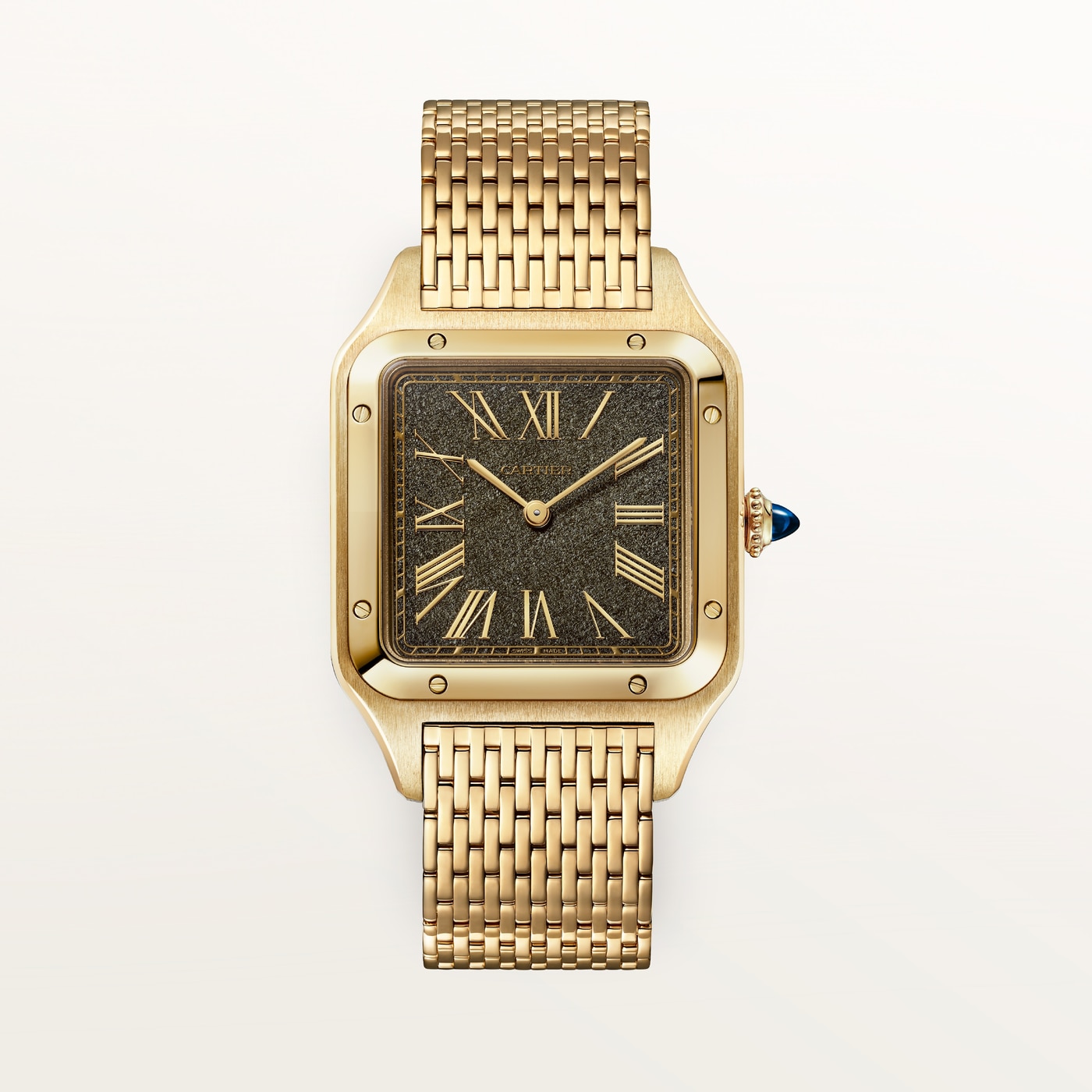 Cartier Santos-Dumont, Large model, manual movement, yellow gold, interchangeable metal WGSA0123