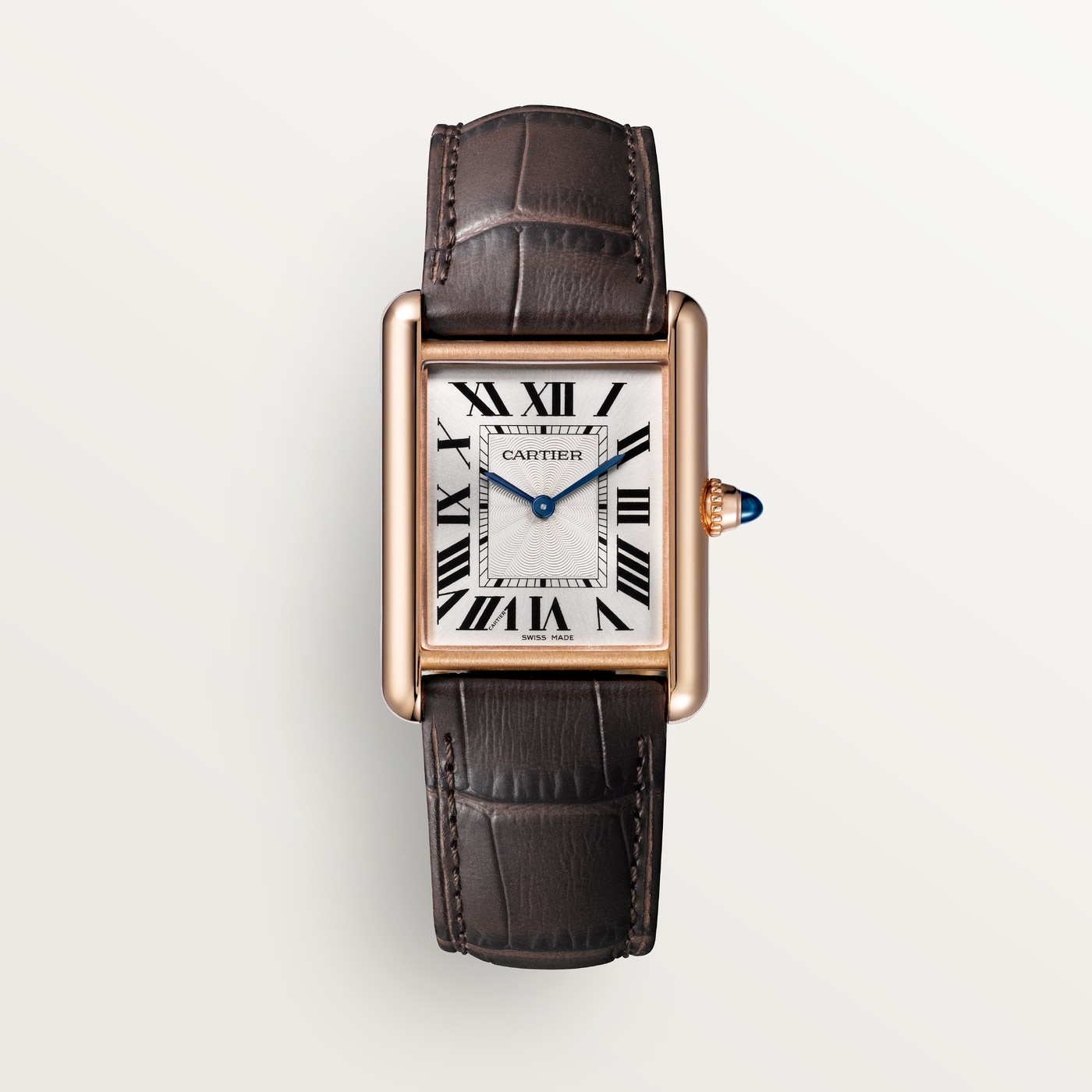 Tank Louis Cartier, Medium model, hand-wound mechanical movement, rose gold, leather WGTA0011