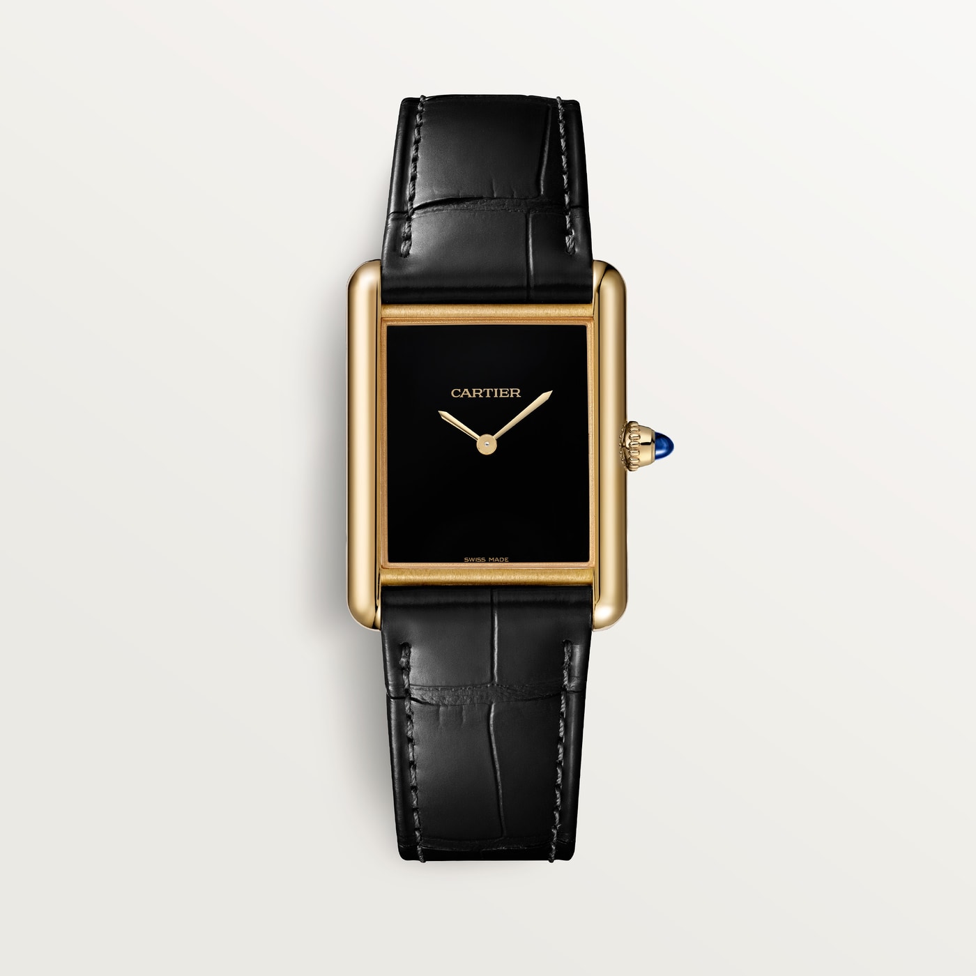 Tank Louis Cartier, Medium model, hand-wound mechanical movement, yellow gold, leather WGTA0091