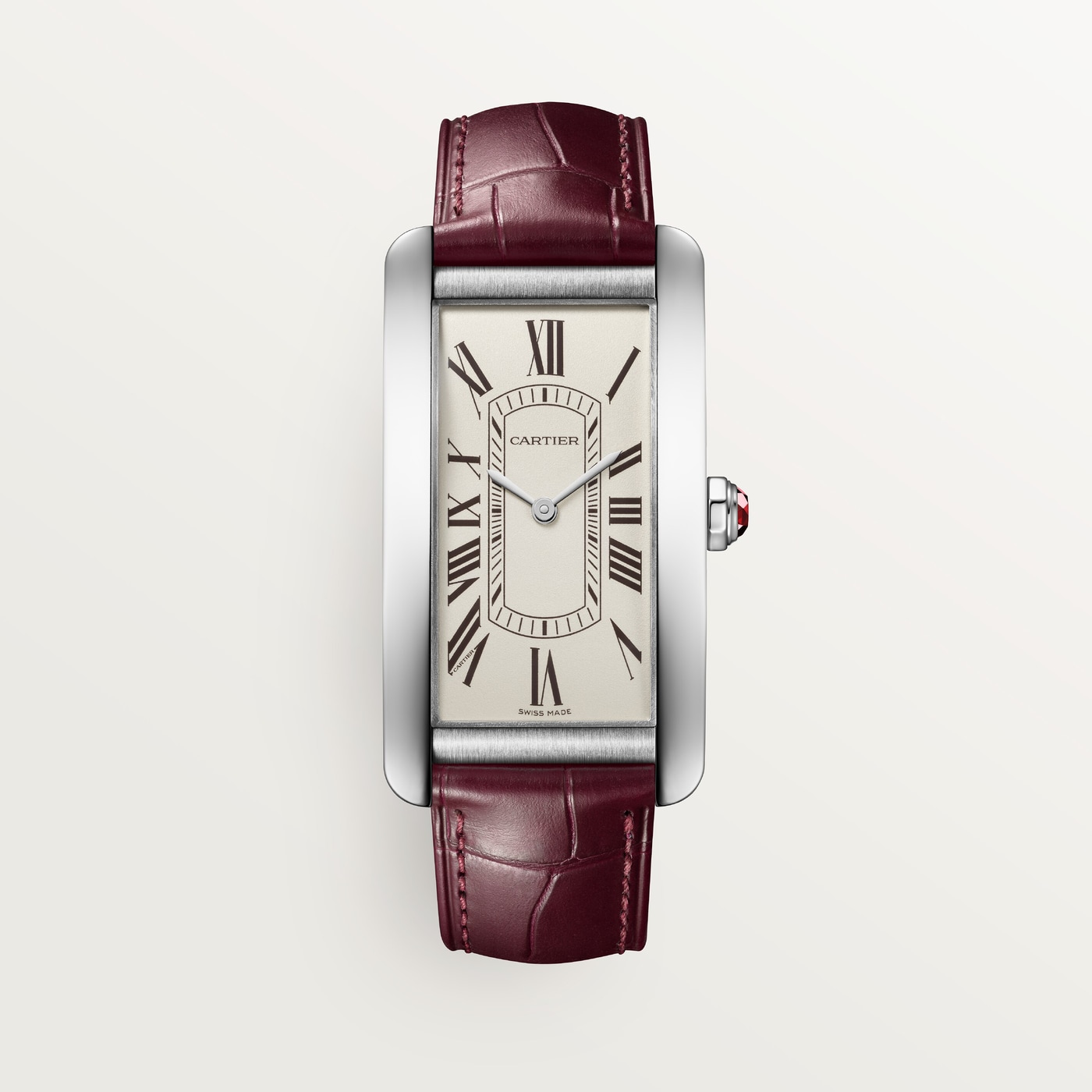 Cartier Tank Américaine, Large model, automatic movement, platinum, leather WGTA0296
