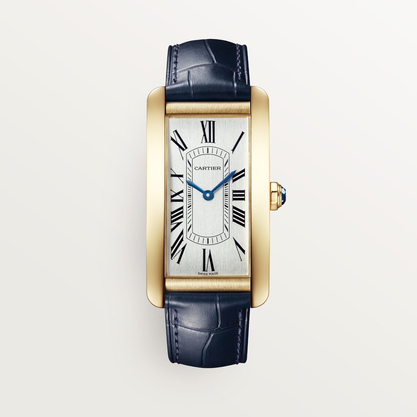 Cartier Tank Américaine, Large model, automatic movement, yellow gold, leather WGTA0300