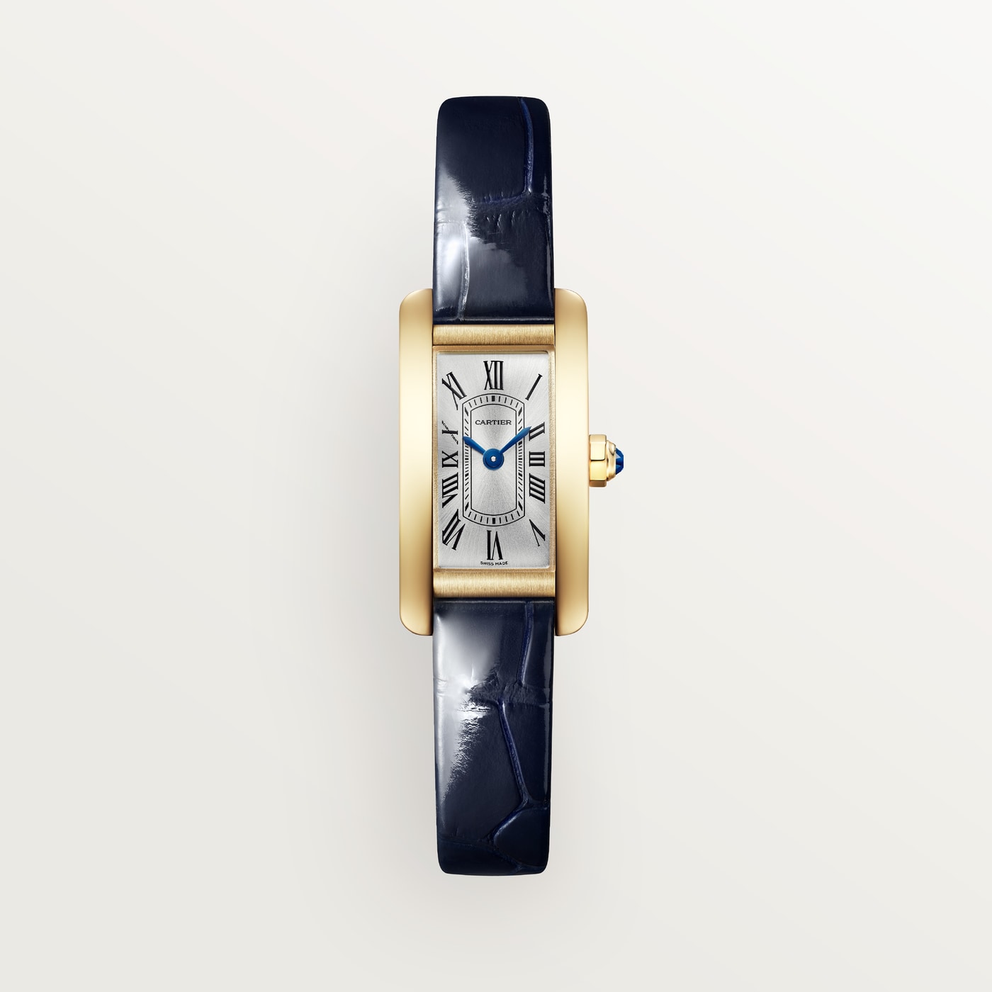 Cartier Tank Américaine, Mini model, quartz movement, yellow gold, leather WGTA0353