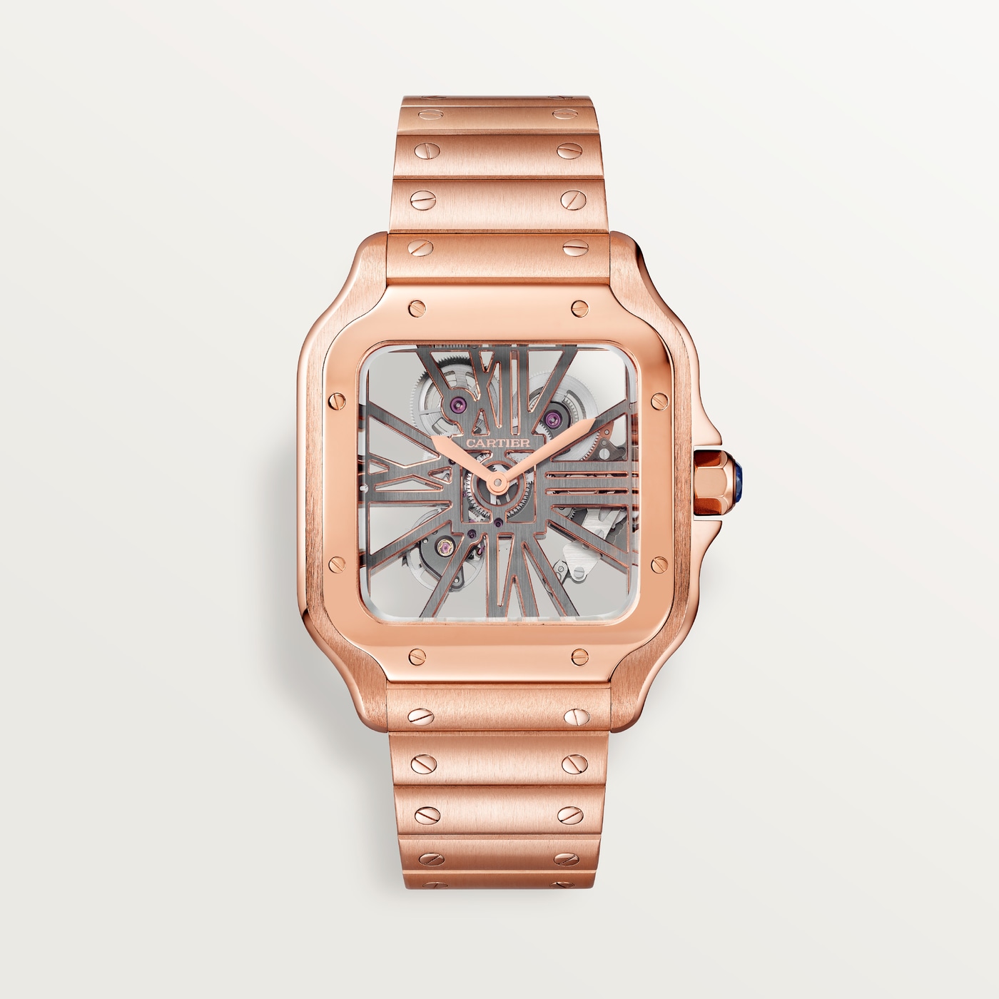 Santos de Cartier skeleton, Large model, hand-wound mechanical movement, rose gold WHSA0016