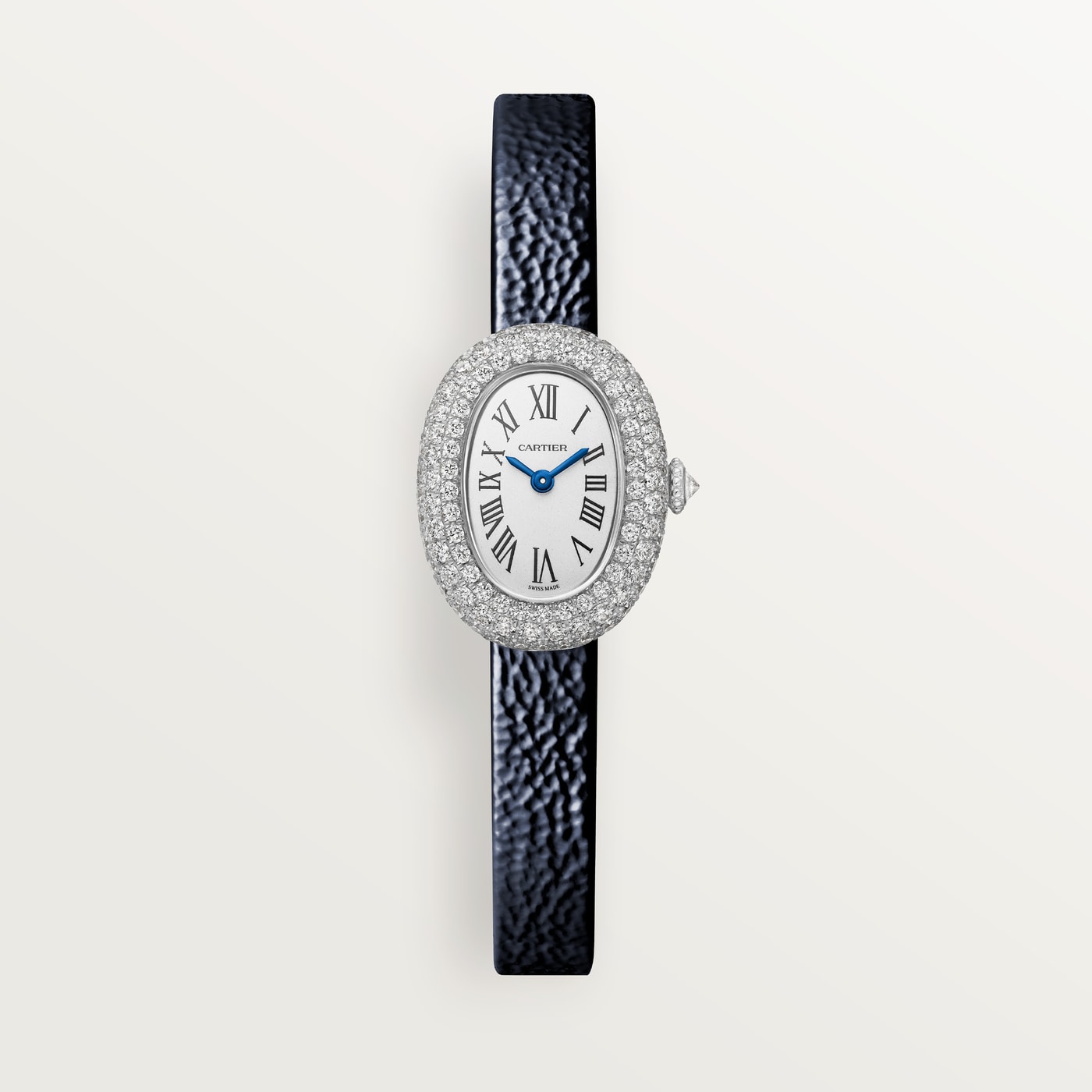 Cartier Baignoire, Mini model, quartz movement, white gold, diamonds, leather WJBA0070