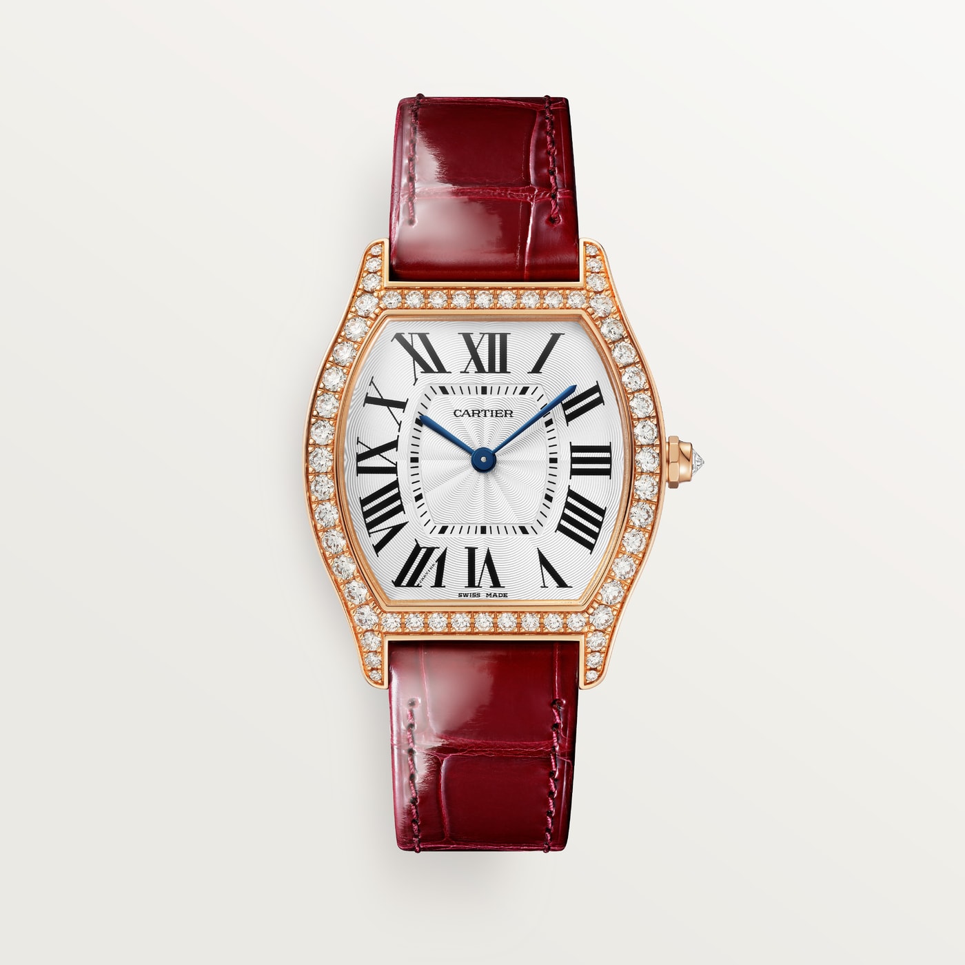 Cartier Tortue, Medium model, hand-wound mechanical movement, rose gold, diamonds WJTO0009