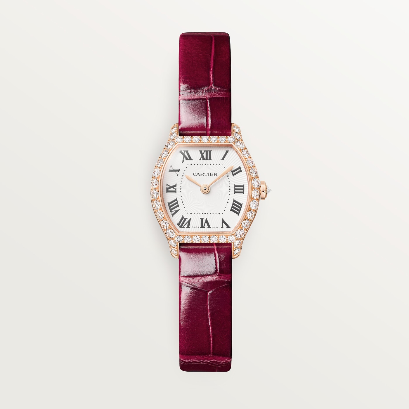 Cartier Tortue, Mini model, quartz movement, rose gold, diamonds, leather WJTO0011