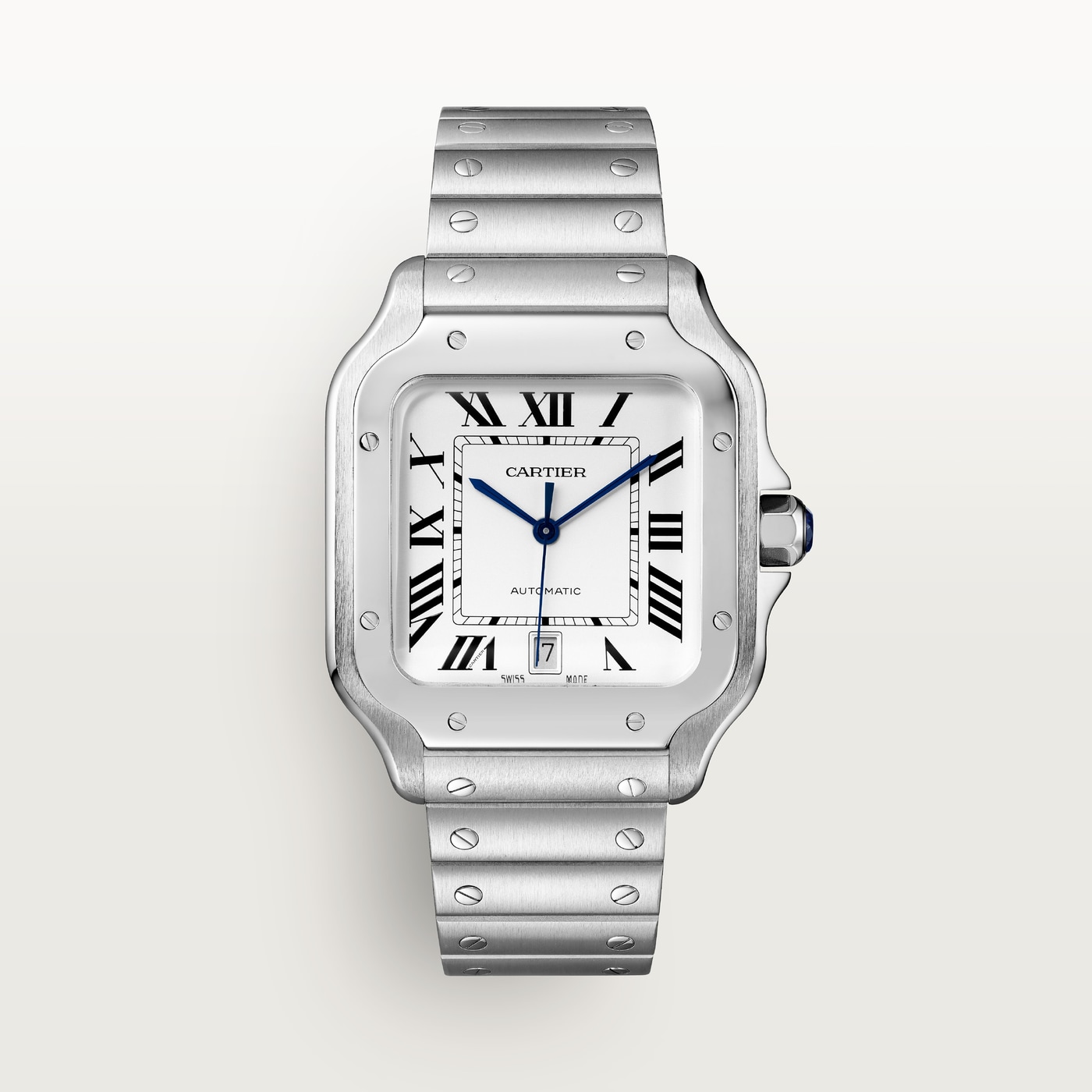 Santos de Cartier, Large model, automatic movement, steel, interchangeable metal and leather bracelets WSSA0018
