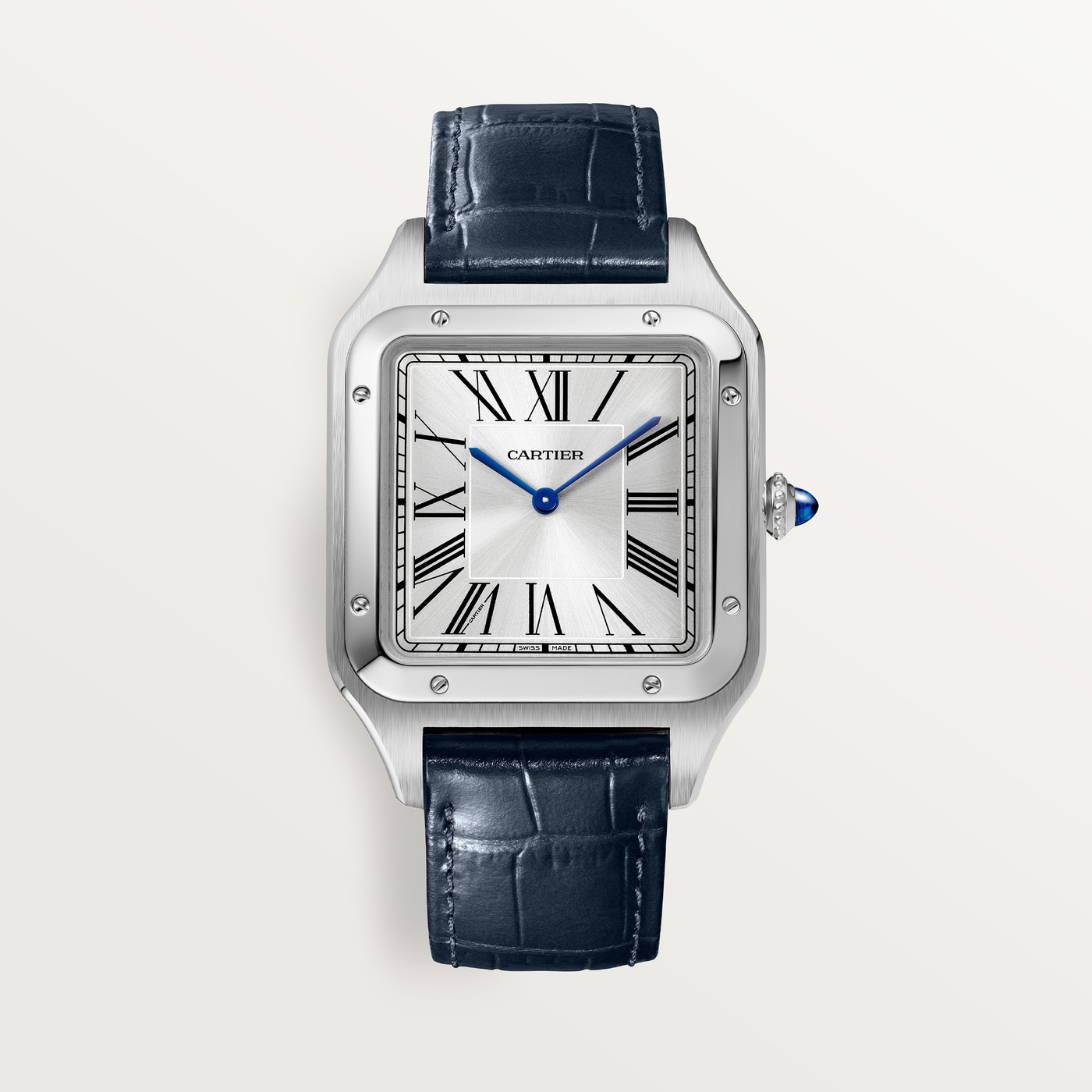 Cartier Santos-Dumont, Extra-large model, hand-wound mechanical movement, steel, leather WSSA0032