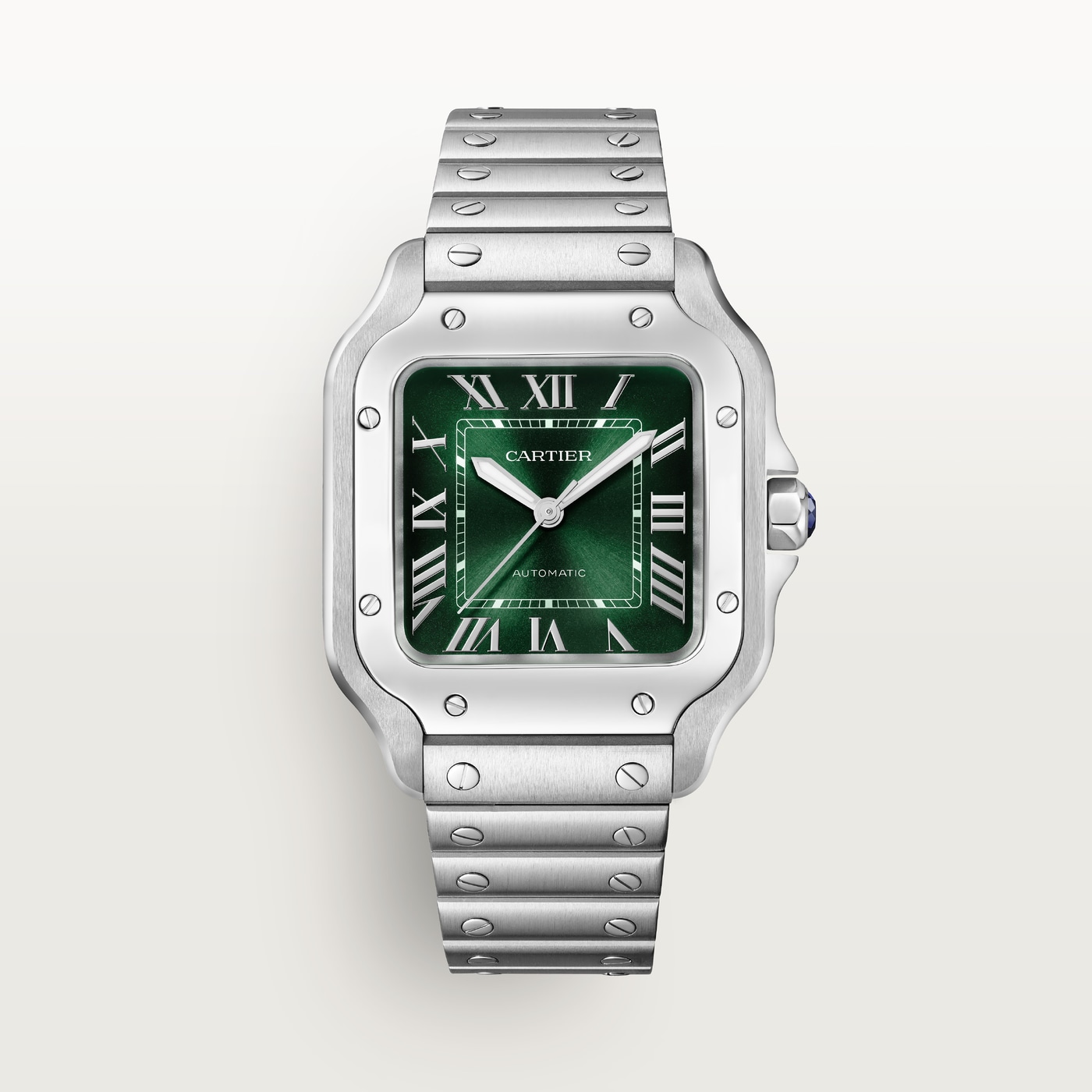 Santos de Cartier, Medium model, automatic movement, steel, interchangeable metal and leather bracelets WSSA0061