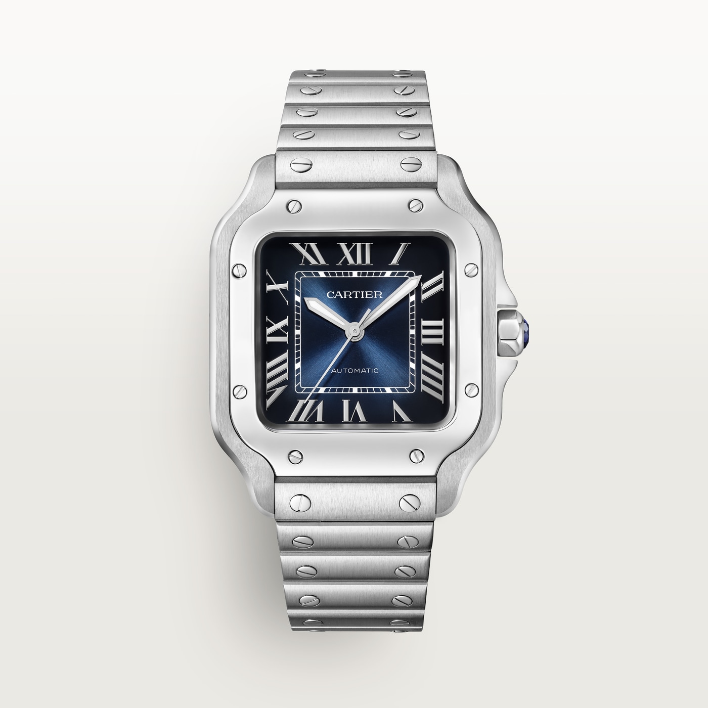 Santos de Cartier, Medium model, automatic movement, steel, interchangeable metal and leather bracelets WSSA0063