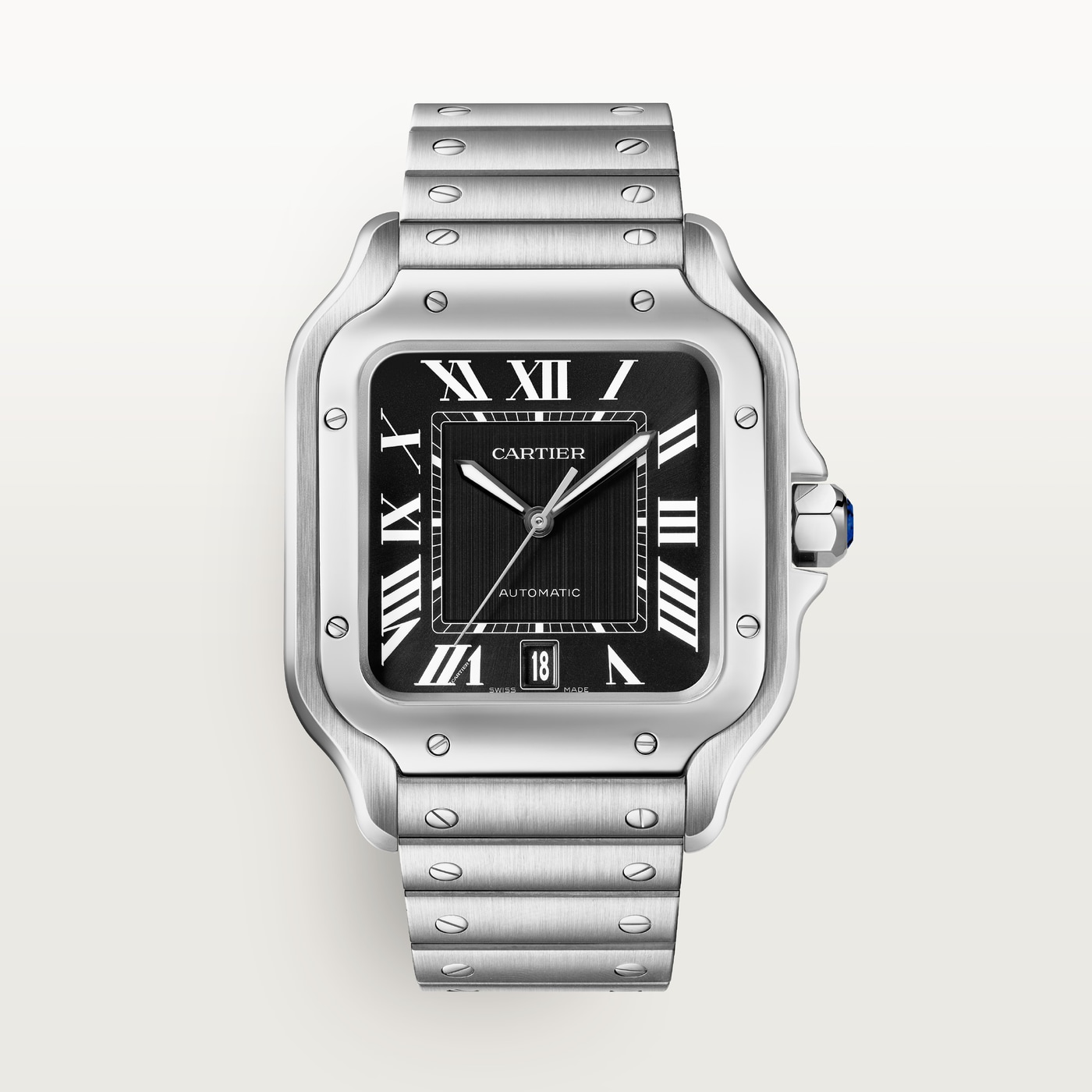 Santos de Cartier, Large model, automatic movement, steel, interchangeable metal and leather straps WSSA0096