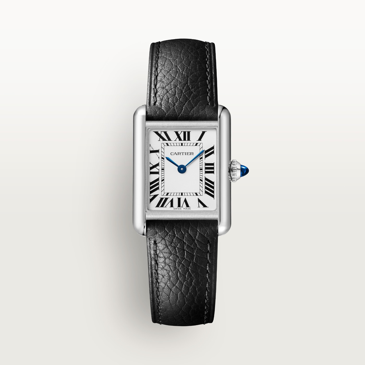 Tank Must de Cartier, Small model, SolarBeat™ photovoltaic movement, steel, calfskin strap WSTA0137