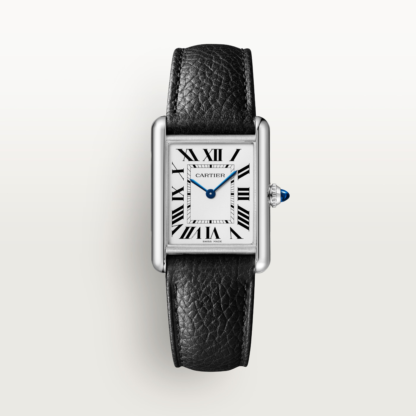 Tank Must de Cartier, Large model, SolarBeat™ photovoltaic movement, steel, calfskin strap WSTA0138