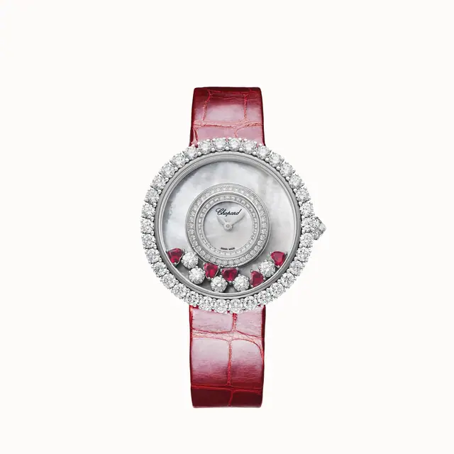 Chopard Happy Diamonds Joaillerie, 38 mm, quartz, ethical white gold, diamonds, rubies 204445-1006