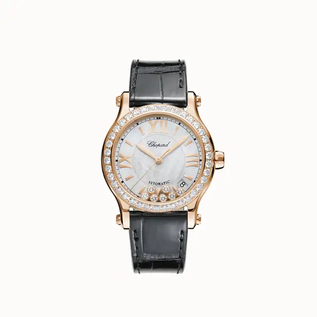 Chopard Happy Sport, 36 mm, automatic, ethical rose gold, diamonds 274808-5006