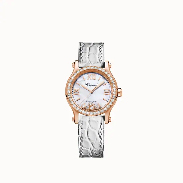 Chopard Happy Sport, 30 mm, automatic, ethical rose gold, diamonds 274893-5010
