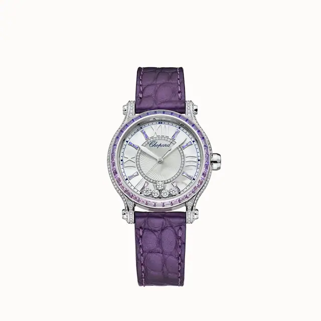 Chopard Happy Sport Joaillerie, 33 mm, automatic, ethical white gold, diamonds, sapphires 275378-1002