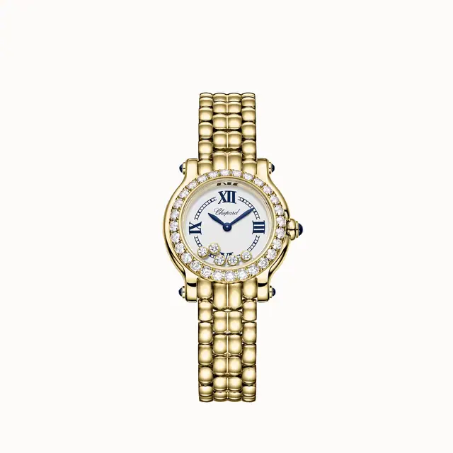 Chopard Happy Sport The First, 26 mm, quartz, ethical yellow gold, diamonds 276678-0001