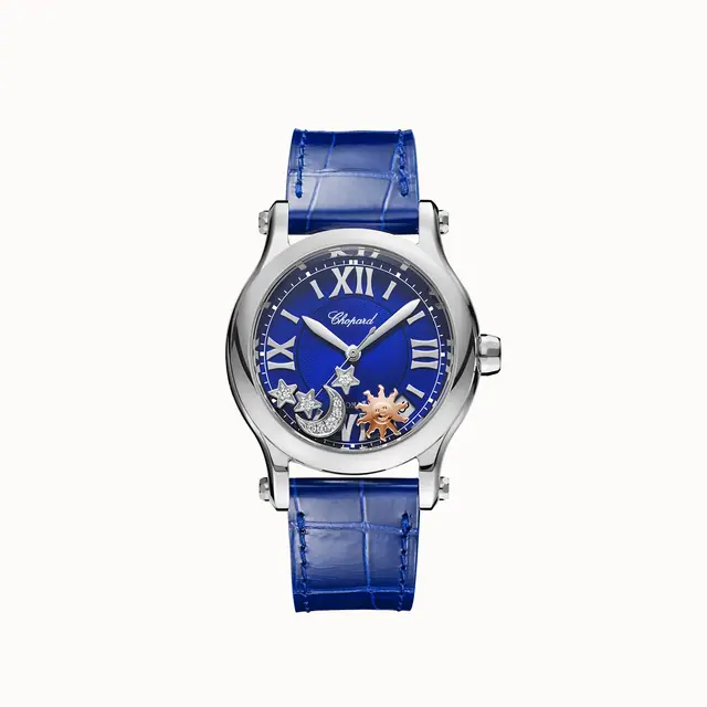 Chopard Happy Sport Sun, Moon and Stars, 36 mm, automatic, Lucent Steel™, diamonds 278559-3011