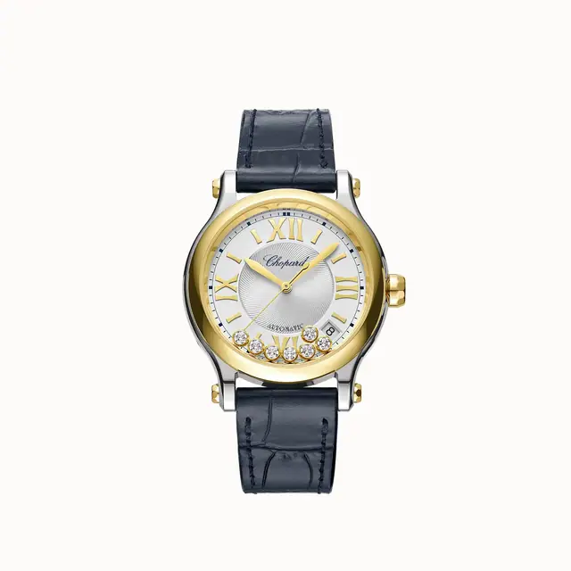 Chopard Happy Sport, 36 mm, automatic, ethical yellow gold, Lucent Steel™, diamonds 278559-4001