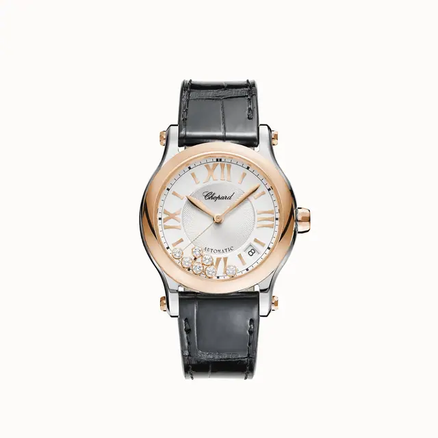 Chopard Happy Sport, 36 mm, automatic, ethical rose gold, Lucent Steel™, diamonds 278559-6001