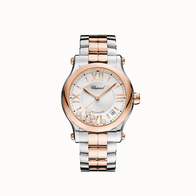 Chopard Happy Sport, 36 mm, automatic, ethical rose gold, Lucent Steel™, diamonds 278559-6002