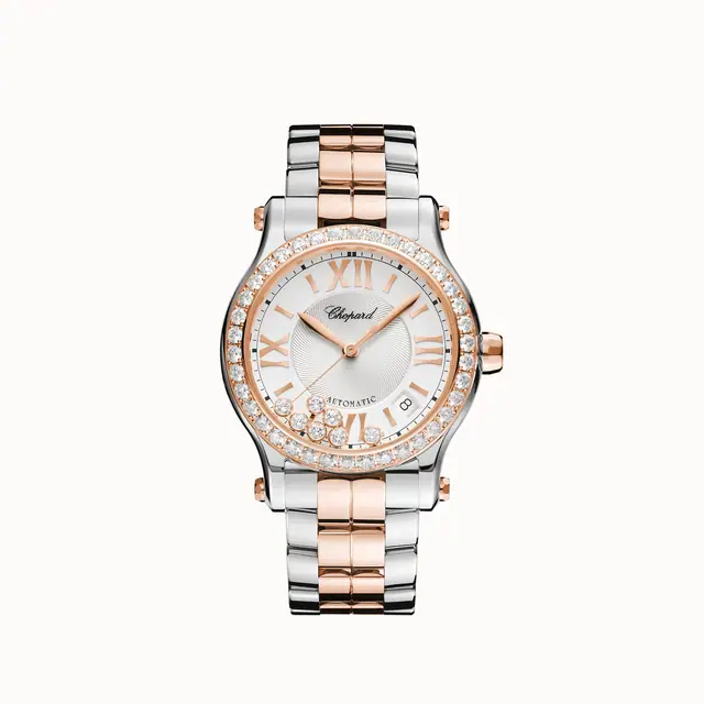 Chopard Happy Sport, 36 mm, automatic, ethical rose gold, Lucent Steel™, diamonds 278559-6004