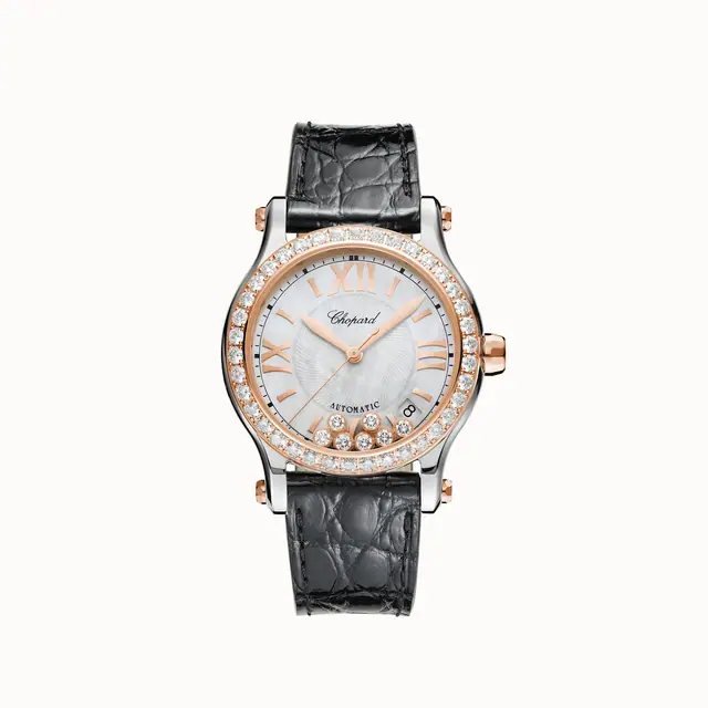 Chopard Happy Sport, 36 mm, automatic, ethical rose gold, Lucent Steel™, diamonds 278559-6006