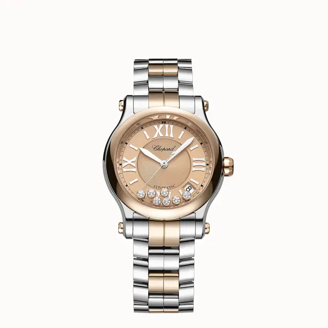 Chopard Happy Sport, 36 mm, automatic, ethical rose gold, Lucent Steel™, diamonds 278559-6019